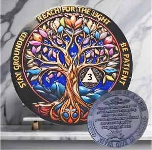 🔥3 Year AA Sobriety Coin, Super 3D Alcoholics Anonymous Token Three Years Sober - Picture 1 of 9