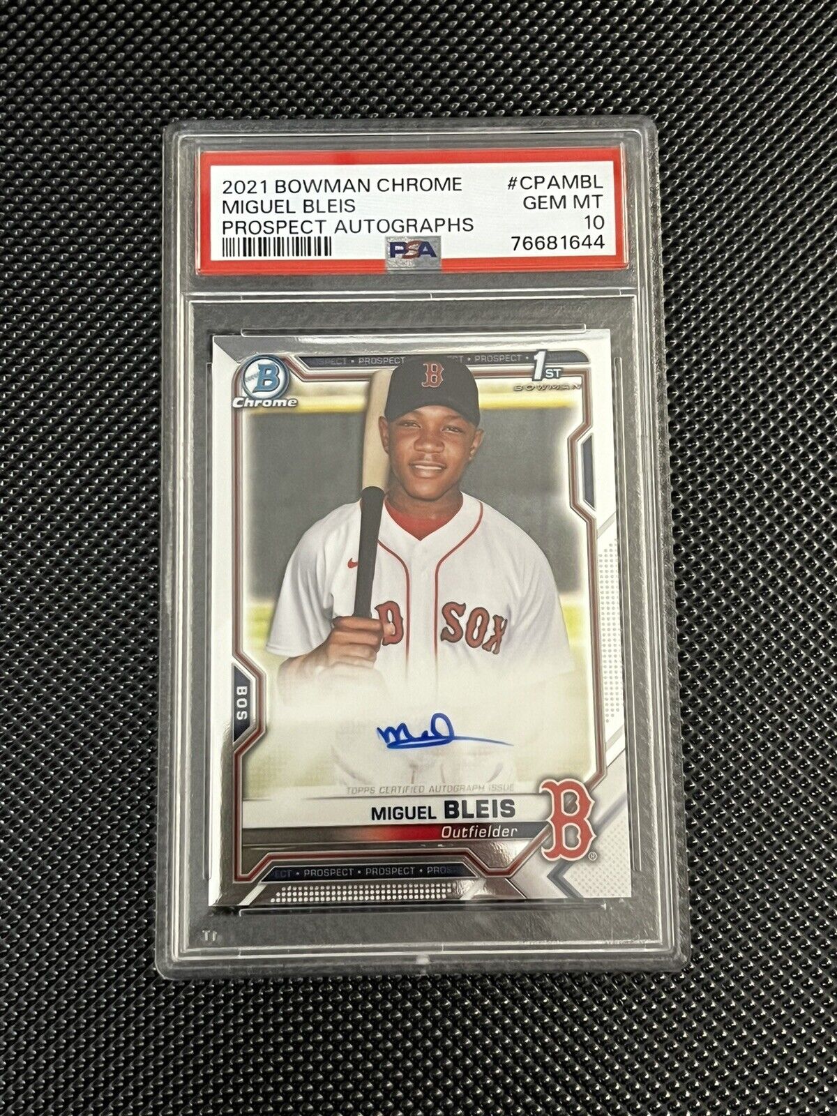 2021 Bowman Chrome 1st Miguel Bleis Prospect Autograph Auto #CPA-MBL PSA 10 GEM