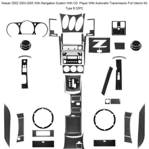 52Pcs W/ Navi Dashboard Full Set Kit Cover Trim For Nissan 350Z Carbon Fiber - Picture 1 of 12