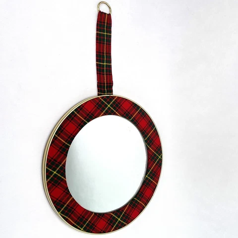 mid-Century Wall Mirror Vintage Spiegel Checked Pattern 50er Years Mirror Cover