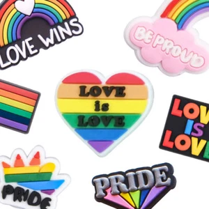 LGBTQIA+ Love Pride Rainbow 🏳️‍🌈❤️🌈 Shoe Charms for Crocs CLOGITZ UK 🇬🇧 - Picture 1 of 11