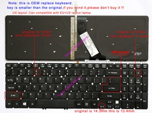 Teclado retroiluminado EE. UU. para Acer NSK-R91BQ 1D,AEZRKR00010,9Z.NAGBQ.11D,NK.I1717.0C8 - Imagen 1 de 3