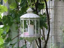 Lanterna nostalgia luce vento francese. Lanterna Shabby Chic Bianca Lanterna A Sospensione H50 cm