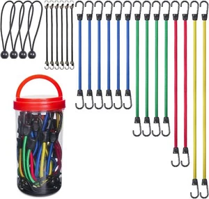 Heavy Duty Assortment Bungee Cords with Hooks 24pcs Heavy Duty Bungie Cord Set - Picture 1 of 2