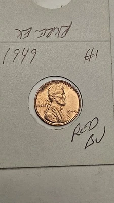 wheat penny 1949 GREAT RED BU 1949-P LOT #1 LINCOLN CENT  TONED UNC RED LUSTER - Image 1 of 3