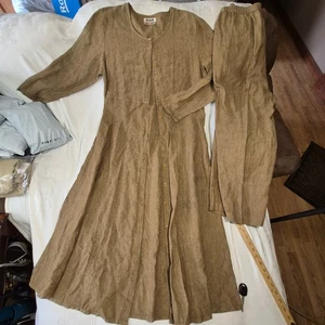 Jeanne Engelhart FLAX Long Linen Buttoned Duster and Pants Set Maxi Dress M - Bild 1 von 22