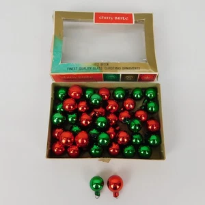 40 Shiny Brite Mercury 1/2" Tree Ornaments Mini GREEN & RED in 1 box - Picture 1 of 13