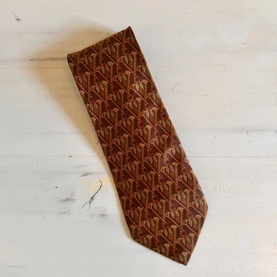 Corbata de seda para hombre ERMENEGILDO ZEGNA ITALIA de lujo naranja profundo/marrón 100 % seda Foto 1 de 4