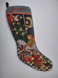 19" bestickter Weihnachtsstrumpf mit Nadelspitze - RACHAEL Engel Baum Cottagecore - Bild 1 von 10