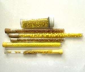 Vintage Yellow Seed Beads 1.5 Ounces Sized 1 to 3 mm Mix Lot Jewelry Supplies - Picture 1 of 6