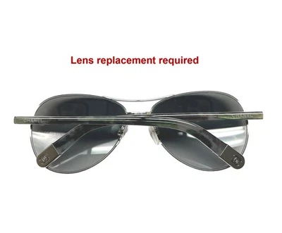 Chanel 4201 108/T3 Aviator Sunglasses Dark Silver Green Floral - Blemish - Image 1 of 4