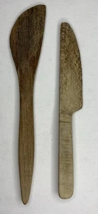 2 cuchillos de madera tallados a mano vintage rústicos cabaña cabaña cocina decoración - Imagen 1 de 6