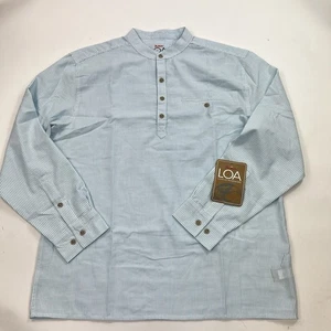NEW Railriders Safe Passage Shirt LOA Blue Stripe Popover Size Large - Picture 1 of 10