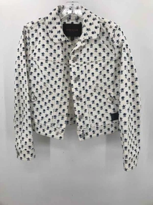 Chaqueta de mezclilla Coach blanca talla XS de segunda mano con botones florales Foto 1 de 3