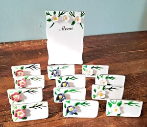 Vtg Reusable Ceramic Place Setting Cards Floral Shower Wedding Name Menu Plates - Picture 1 of 8