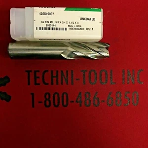 420519007 3/4 X 1 1/2 X 4 SC 4FL Uncoated Endmill 2865144 - Picture 1 of 1