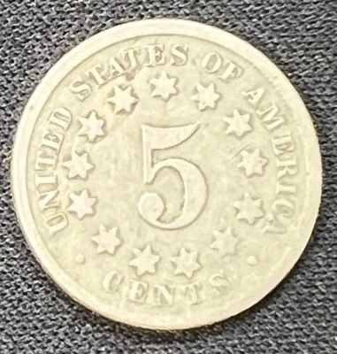 Moneda de desgaste honesto fino de níquel escudo 1868-P Foto 1 de 2