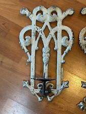Vintage Iron Candle Sconces (2) Fancy Ornate Castle Gothic Rustic Heavy OOK