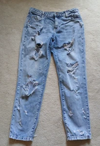 Zara Jeans donna taglia 4 (30x27) pantaloni denim blu invecchiati - Foto 1 di 15
