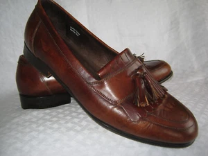 Men's Vintage Chestnut Brown Leather Tasseled Made in Italy Loafers Size 11 - Picture 1 of 9