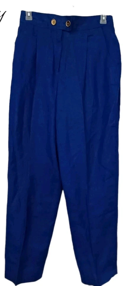 Pantalones plisados JH Collectibles para mujer 14 azul lino pierna recta forrados verano Foto 1 de 4