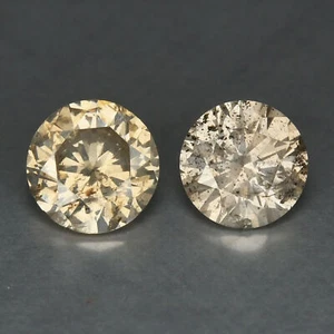 0.63 Cts 2 Pcs Untreated Yellow Gray Diamond Sparkling Natural Loose Diamond - Picture 1 of 3