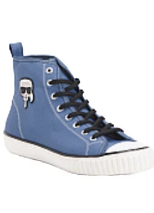 Karl Lagerfeld Blau Retro Turnschuhe Größe 11 Basketball Oldschool Schnürschuhe - Bild 1 von 5
