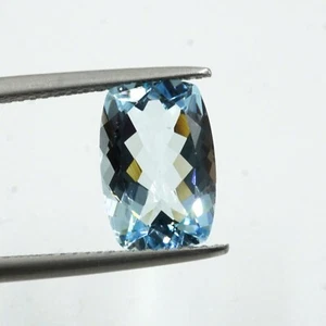 NATURAL AUAMARINE CUSHION CUT FACETED GEMSTONE 3.5CT BLUE AQUA STONE FOR JEWELRY - Picture 1 of 4