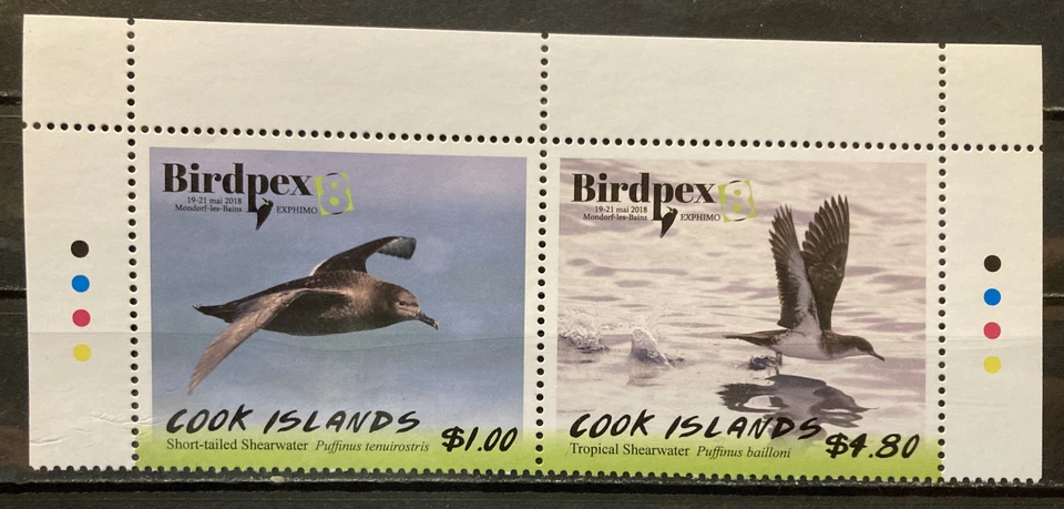 Cook Islands ,birds S.C.#1594 S.C.V.$8.25,MNH,Compl. strip of 2  2018 issue - Image 1 of 1