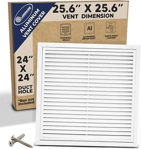 Aluminum Return Air Filter Grille- 24x24 -HVAC Ceiling or Sidewall Grille- - Picture 1 of 8