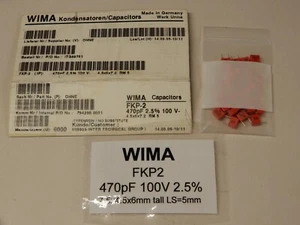 Condensadores WIMA FKP2 470pf 100V 2,5% alta precisión de lote antiguo cantidad 30 alemán - Imagen 1 de 4