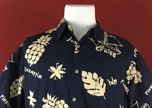 Lord & Taylor Casual Classics Black Pineapple Palm Cruise Camp Shirt Mens XL - Picture 1 of 11