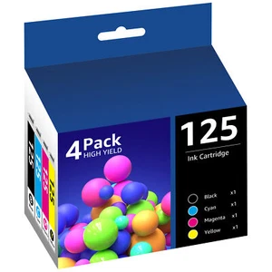 4 pezzi cartuccia inchiostro nero e colore 125 T1251 Reman per Epson Stylus NX420 NX125 - Foto 1 di 6