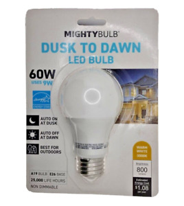 Dusk to Dawn LED A19 Light Bulb with Auto On/Off Light Sensor 60W=9W Ships FREE!