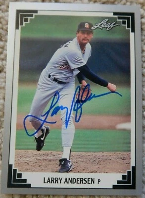 Larry Andersen Auto Autographed Signed 1991 Leaf Card San Diego Padres Phillies  - Image 1 of 2