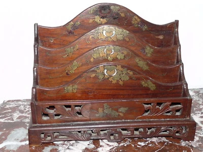 Porte lettre de lettré bois et incrustations de nacre Indochine 1900 chine 19th. - Photo 1/4