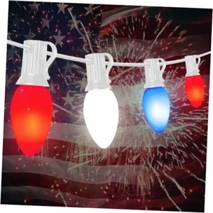 4th of July Decorations Lights Outdoor, 25Ft Red 25FT C7LED Red White Blue - Picture 1 of 7