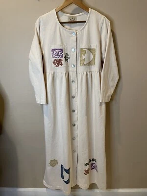 Vintage Blue Cactus Full Length Button Tunic Dress 100% Cotton Earthy Boho Sz M - Image 1 of 4