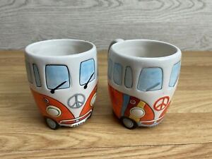 2 x Slightly Different VW Van Peace Mugs Orange 