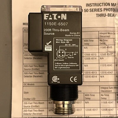 EATON ENHANCED 50 1150E-6507 200-Ft THRU-BEAM SENSOR Photoelectric 1150E6507 - Image 1 of 4