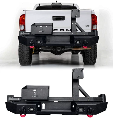 Vijay For 2016-2023 Toyota Tacoma New Steel Rear Bumper W/Tire Carrier&LED Light - Image 1 of 4