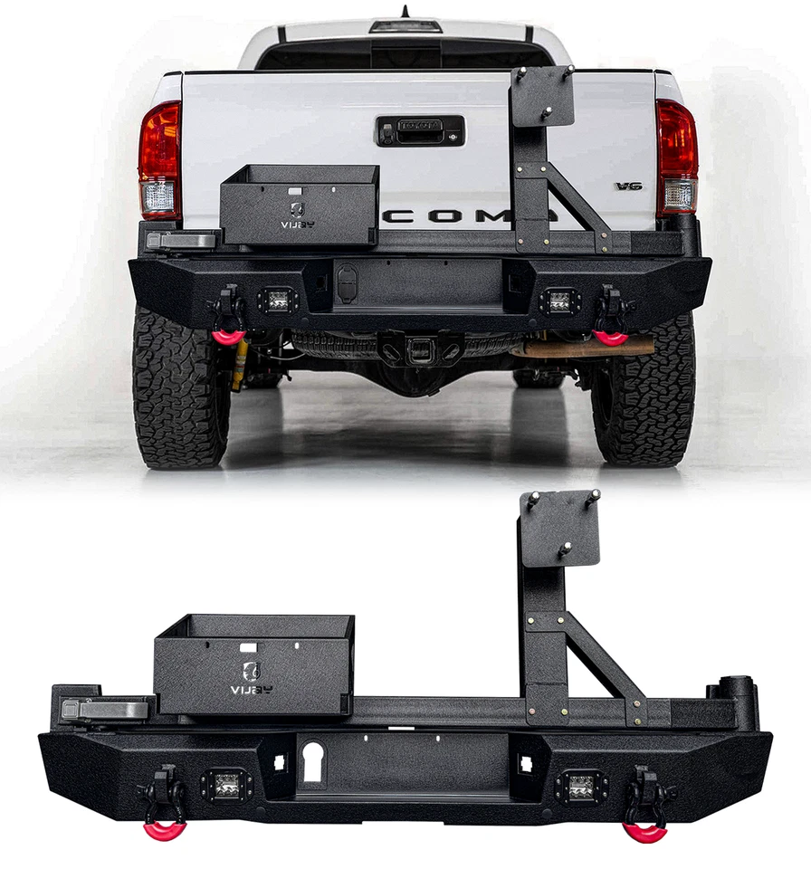 Vijay For 2016-2023 Toyota Tacoma New Steel Rear Bumper W/Tire Carrier&LED Light - Image 1 of 4