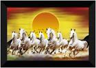 Seven Lucky Running Vastu Horses Art Framed Painting 14*20 Inches