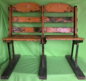1 Pair of Boston Garden Seats Bruins Celtics Wood Original Useable Yellow - Picture 1 of 12