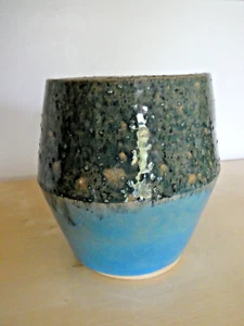 Studio Art Pottery Stoneware Green and Turquoise Vase 15cm high - Picture 1 of 7