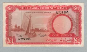 Gambia 1 Pound 1965 - 1970 P2a, VF/VF+. - Picture 1 of 2
