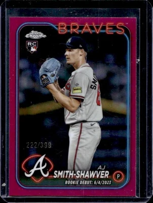 2024 Topps Chrome Update AJ Smith-Shawver RC Magenta Refractor #222/399 Braves - Image 1 of 2