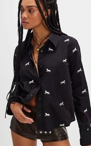 Free People We The Free Band Of Horses Embroidered Shirt Size XL NWT - Picture 1 of 4