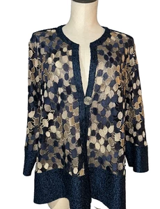 Chico’s Travelers Women’s Size 3/XL Embroidered Crinkle Kimono Evening Jacket - Picture 1 of 10