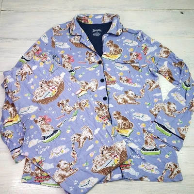 Pijama Nick & Nora 2 peças feminino filhote de cachorro bolhas de tempo de banho tamanho médio  - Imagem 1 de 4